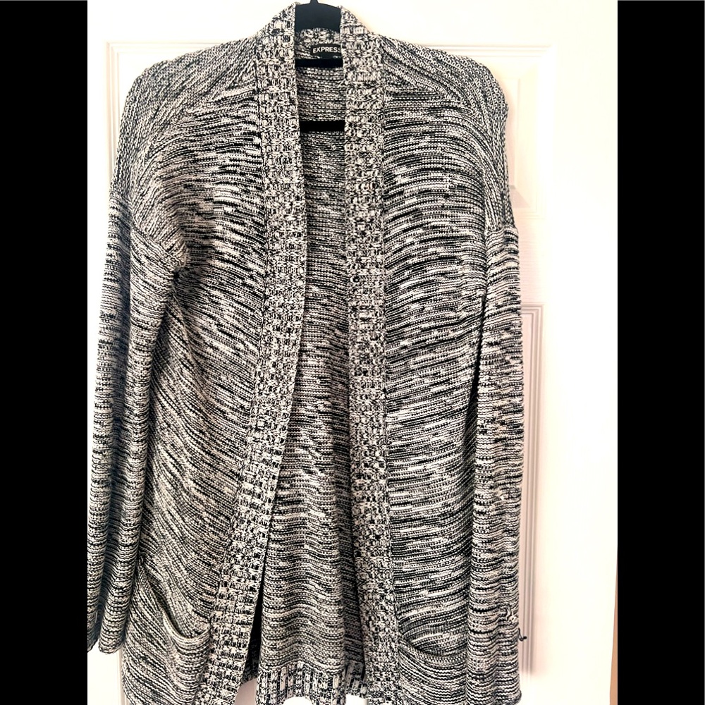 Express long sweater in black and white